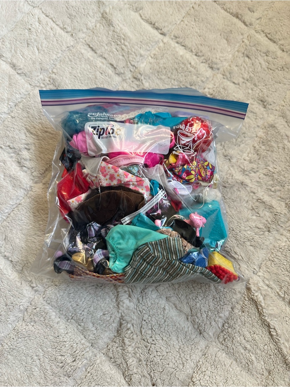 Barbie | Gallon zip Lock Bag Of Barbie & Ken Clothes and accessories